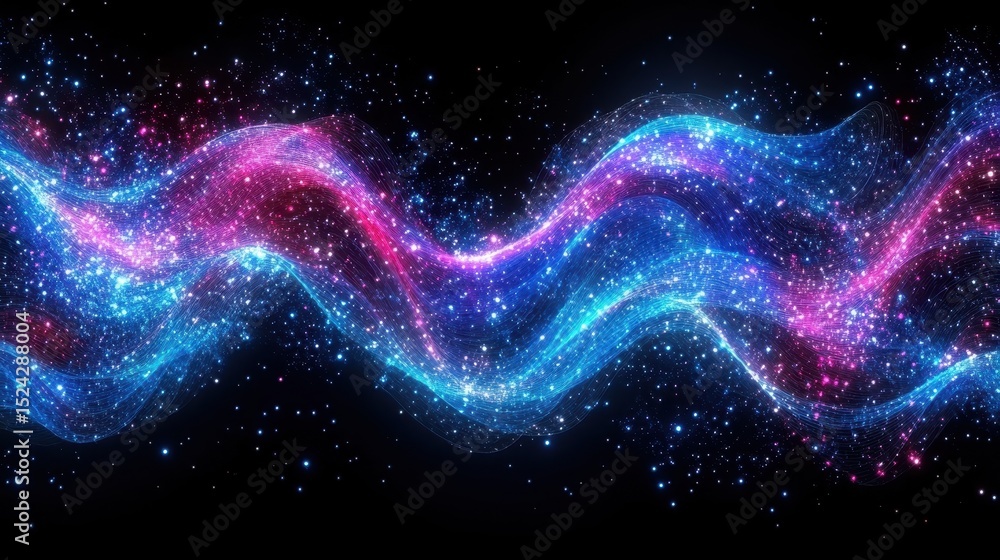 Aufkleber ethereal wave of light flowing through space with abstract fluid motion and wavy lines for an enchan