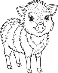 Adorable Collared Peccary Coloring Page Wild Piglet Illustration Vector Illustration