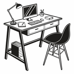 Professional workspace illustration clean cutout design