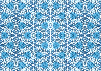 Elegant Blue and White Seamless Pattern Design Perfect for Textile Fabric Wallpaper Background (Created by graphics program)