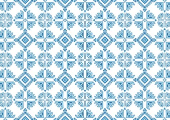 Seamless Azure Tribal Pattern Design Geometric Textile Background Repeat Print (Created by graphics program)