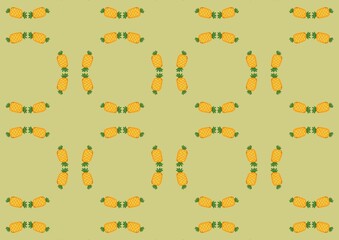 Delightful Pineapple Pattern Seamless Repeat Design Tropical Fruit Wallpaper Background (Created by graphics program)
