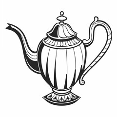 Elegant vintage teapot illustration, isolated cutout, transparent background