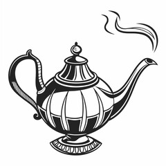 Elegant vintage genie lamp illustration, isolated cutout