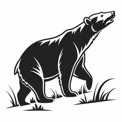 Majestic black bear silhouette isolated on white background