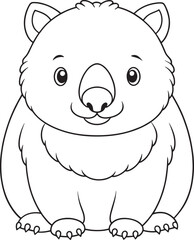 Adorable Common Wombat Coloring Page Printable Cute Australian Animal Illustration Vector Illustration