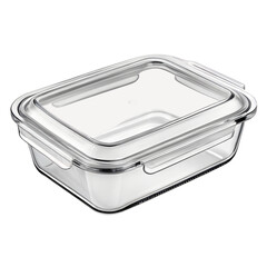 A rectangular glass dish with a snap-on lid. isolated on a transparent background