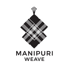 Manipuri weave silhouette logo isolated on white background. Premium vector illustration. 