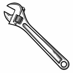 Professional adjustable wrench cutout, isolated on white