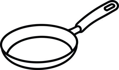 frying pan icon line art vector illustration on transparent background
