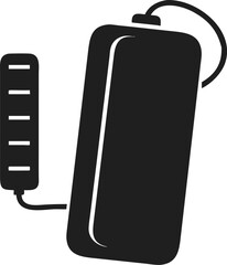 Power bank silhouette for portable charging and mobile device energy vector