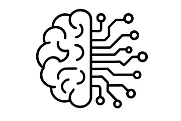 Artificial Intelligence Circuit Brain &ndash; Technology Line Art
