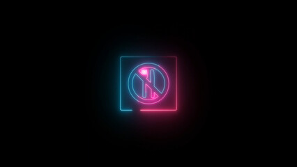 Neon Letter K in Circle and Square on Black Background with Vibrant Pink and Blue