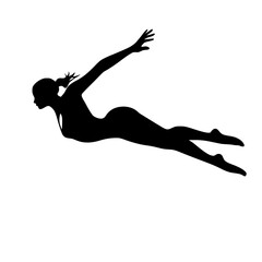 Fototapeta premium a black silhouette of a jumping woman on a transparent background black, girl, silhouette, woman , Generative art.