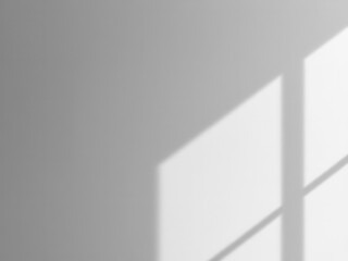 A minimalist interior wall with soft shadows cast by a window. The scene features a smooth gray surface and geometric light patterns.
