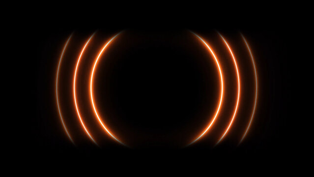 Abstract Orange Glowing Rings on Black Background Modern Futuristic and Minimalist Design Element This image - Powered by Adobe