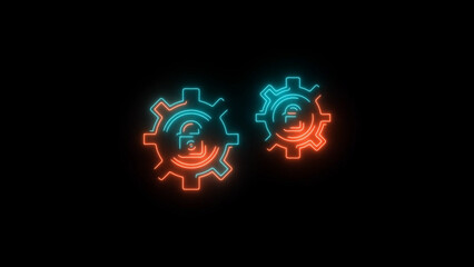 Neon Gears with Euro Symbol A Futuristic Representation of Finance and Technology Intertwined Two neon