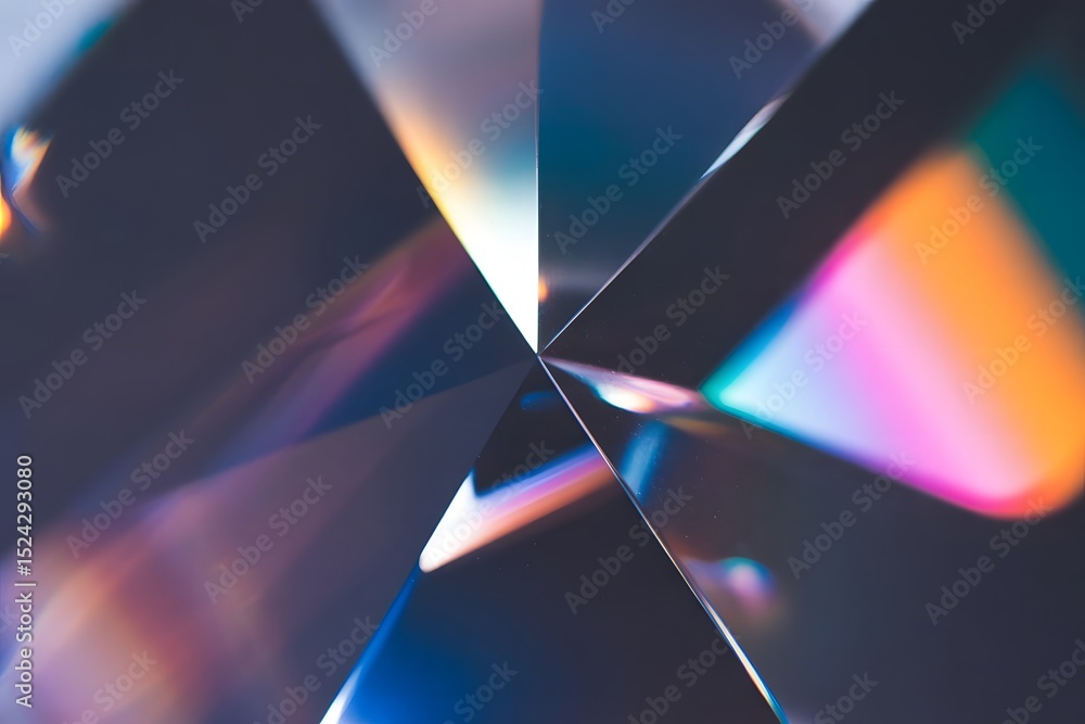 Poster abstract prism light refraction creates colorful geometric patterns and shapes
