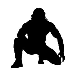 a black silhouette of a man sitting on a transparent background black, man, silhouette, sit , Generative art.