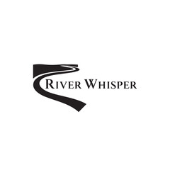 Silhouette River Whisper abstract logo design vector on white background. 