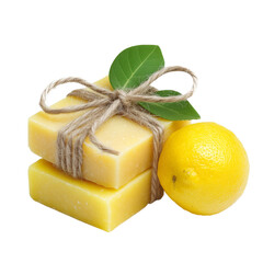 Handmade lemon soap tied with twine
