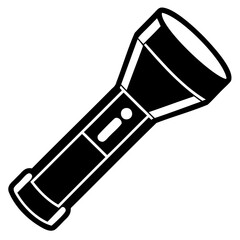 Black flashlight stencil icon in vector silhouette style on clear background