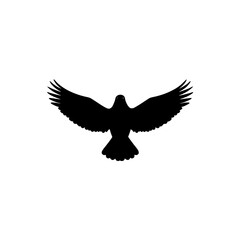 Obraz premium a black and white silhouette of a bird in flight bird, black, dove, flight, fly, silhouette, wing , Generative art.