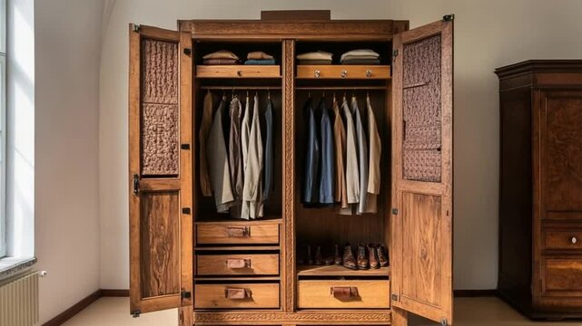 Exquisite Handcrafted Wooden Armoire: A Masterpiece of Design and Craftsmanship