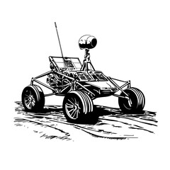 Fototapeta premium a black and white drawing of a car with wheels black, car, drawing, illustration, road, vehicle, wheel , Generative art.