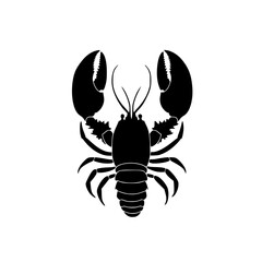 a black and white silhouette of a lobster black, icon, lobster, logo, silhouette , Generative art.