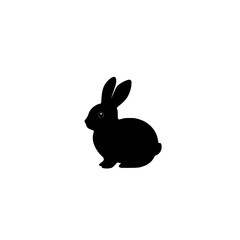 Obraz premium the image of a black silhouette of a rabbit on a transparent background black, bunny, cute, icon, image, logo, rabbit, silhouette , Generative art.