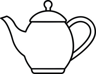 teapot icon line art vector illustration on transparent background
