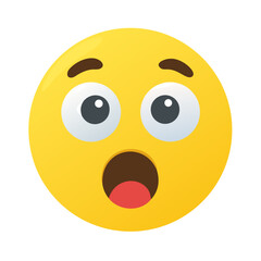 Fototapeta premium 3D Yellow Emoji Shocked Face Wide Eyes Open Mouth 