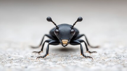 Naklejka premium Matte Black Insect Close-Up with Shiny Eyes