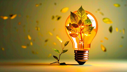 Green leaves inside light bulb symbolize sustainable energy and procurement innovation for greener supply chain inspiring eco friendly solutions