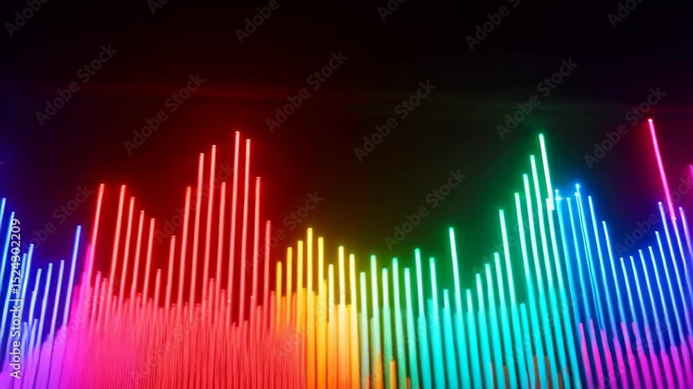 Aufkleber vibrant neon light bars dance in synchrony creating a colorful abstract display