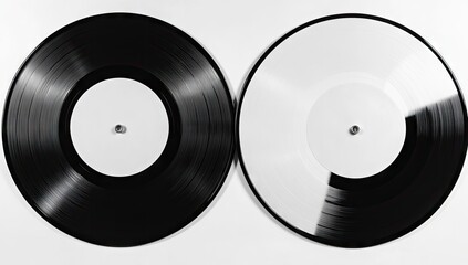 Obraz premium Two vinyl records, one black, one white, side-by-side