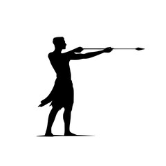 a black silhouette of a man holding a sword in his hands black, golf, hand, hold, man, silhouette, stand, sword , Generative art.