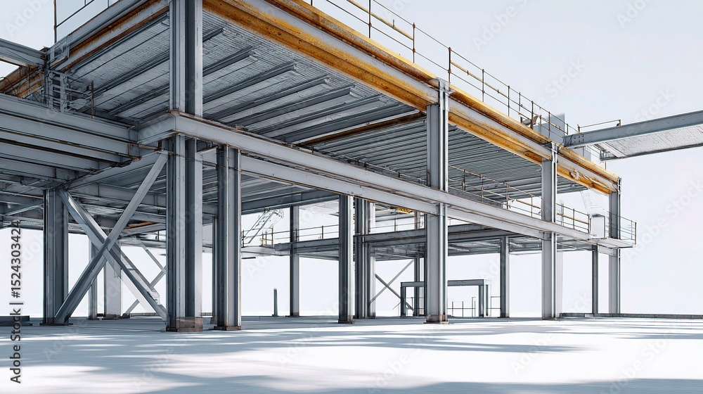 Aufkleber detailed 3d rendering of a metal structure in bim model format
