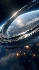 planet earth in space and space craft