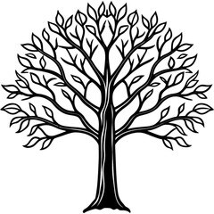 Obraz premium Elegant vector silhouette tree with roots and branches, perfect for nature illustration design