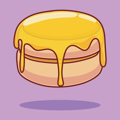 Pancakes with maple syrup. Cute drawn vector illustration.
