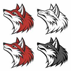 Obraz premium Cute and funny cartoon red fox animal vector illustration set