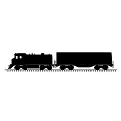 black silhouette of a train on a transparent background black, silhouette, track, train, truck , Generative art.