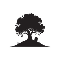"Nature's Sanctuary: Minimalist Tree Silhouette Logo"