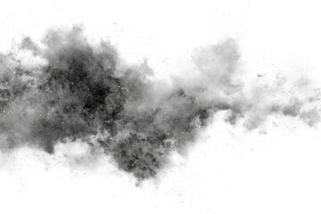 Abstract black and white nebula cloud design isolated on white background