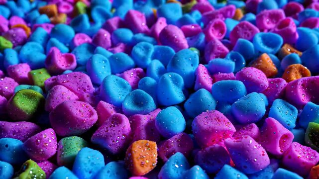 a close up of a pile of colorful marshmallows with sprinkles
