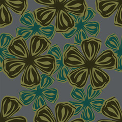 Botanical trendy seamless pattern. Flower and leaves abstract shape doodle art design for print, wallpaper, clipart, wall art for home decoration