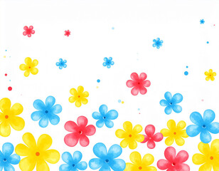 Watercolor Flower Blossom Elements color blue orange background	
