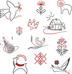 Sketches for tattoos in Ukrainian style